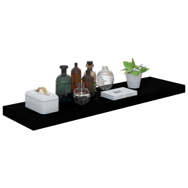 Prateleiras de parede suspensas 4 pcs 90x23,5x3,8cm MDF preto - Image 3