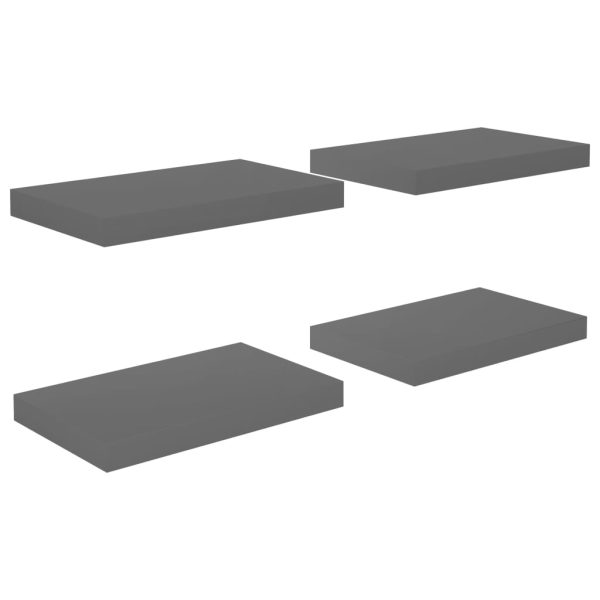 Prateleiras de parede suspensas 4 pcs 40x23x3,8cm MDF cinza - Image 2