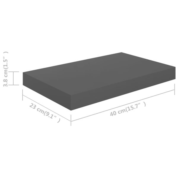 Prateleiras de parede suspensas 4 pcs 40x23x3,8cm MDF cinza - Image 8