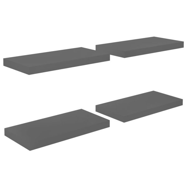 Prateleiras de parede suspensas 4 pcs 50x23x3,8cm MDF cinzento - Image 2