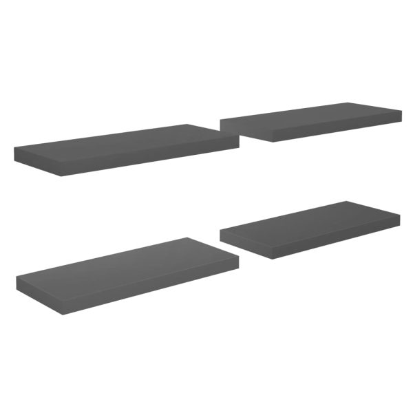 Prateleiras de parede suspensas 4 pcs 60x23,5x3,8cm MDF cinza - Image 2