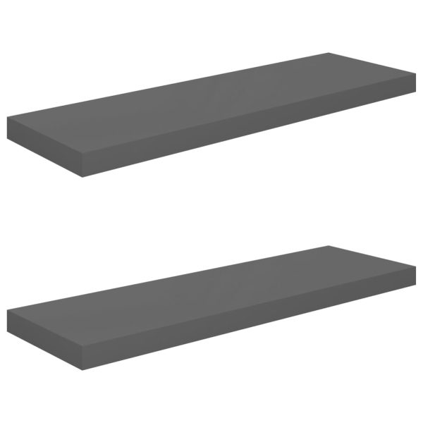 Prateleiras de parede suspensas 2 pcs 80x23,5x3,8cm MDF cinza - Image 2