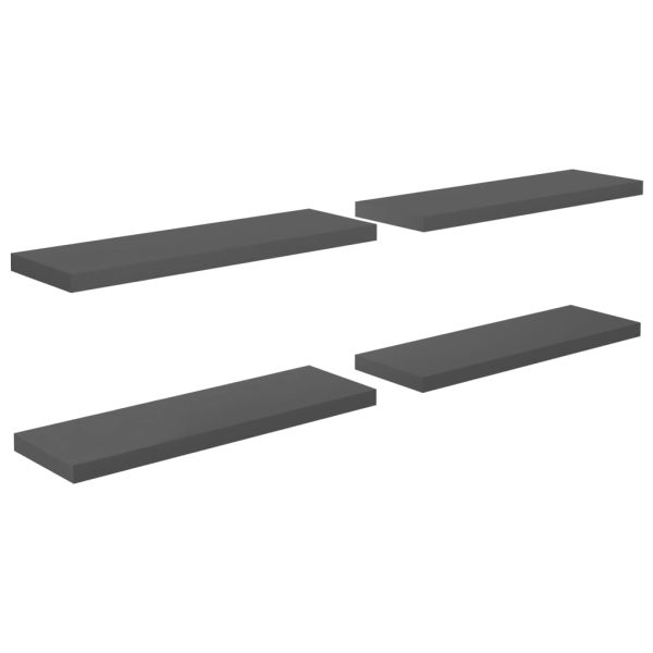Prateleiras de parede suspensas 4 pcs 80x23,5x3,8cm MDF cinza - Image 2
