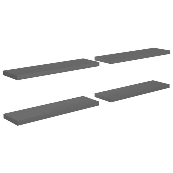 Prateleiras de parede suspensas 4 pcs 90x23,5x3,8cm MDF cinza - Image 2