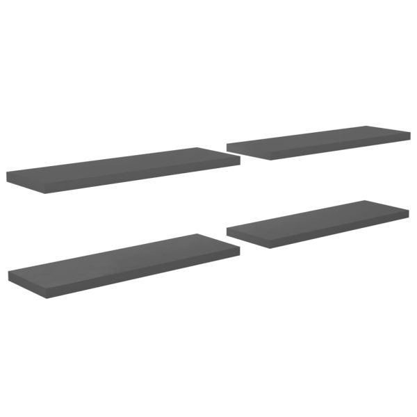Prateleiras de parede suspensas 4 pcs 120x23,5x3,8cm MDF cinza - Image 2