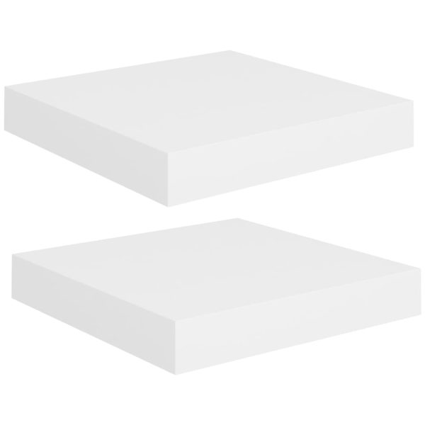 Prateleiras de parede suspensas 2 pcs 23x23,5x3,8cm MDF branco - Image 2