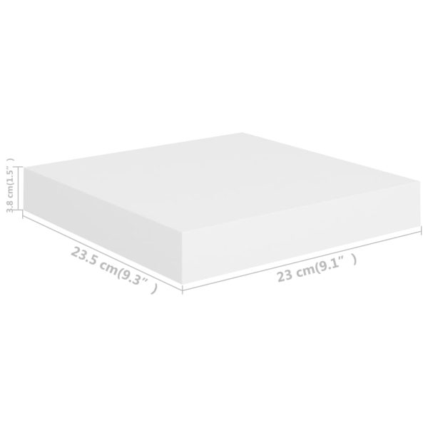 Prateleiras de parede suspensas 2 pcs 23x23,5x3,8cm MDF branco - Image 8