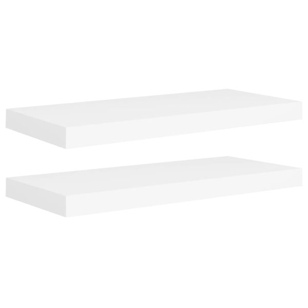 Prateleiras de parede suspensas 2 pcs 60x23,5x3,8cm MDF branco - Image 2