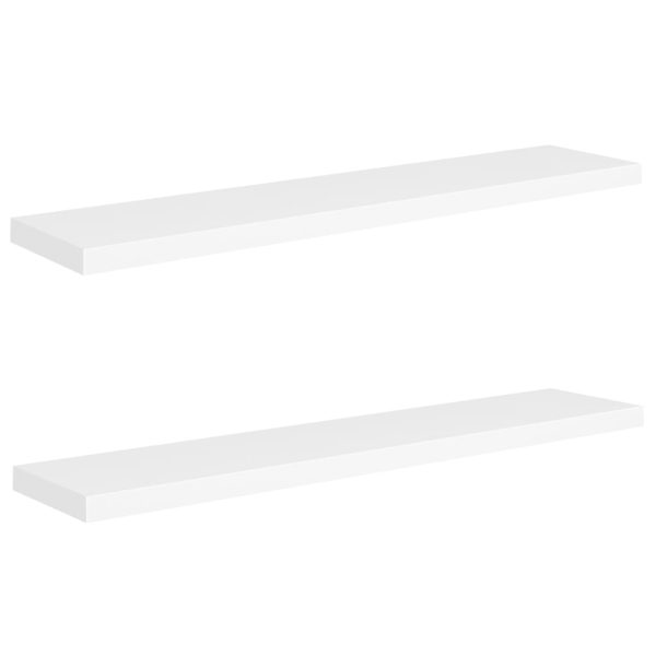 Prateleiras de parede suspensas 2 pcs 120x23,5x3,8cm MDF branco - Image 2