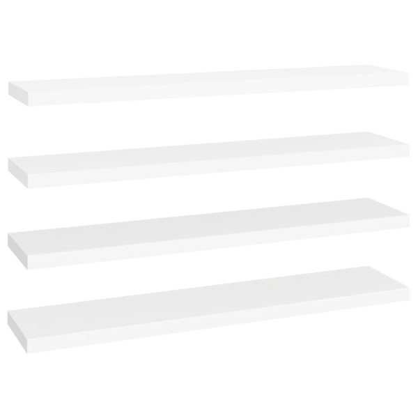 Prateleiras de parede suspensas 4 pcs 120x23,5x3,8cm MDF branco - Image 2