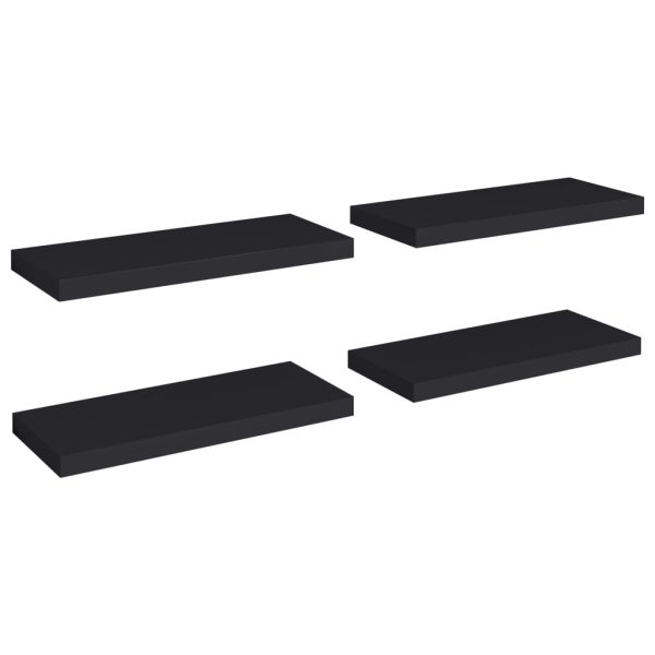 Prateleiras de parede suspensas 4 pcs 60x23,5x3,8 cm MDF preto - Image 2