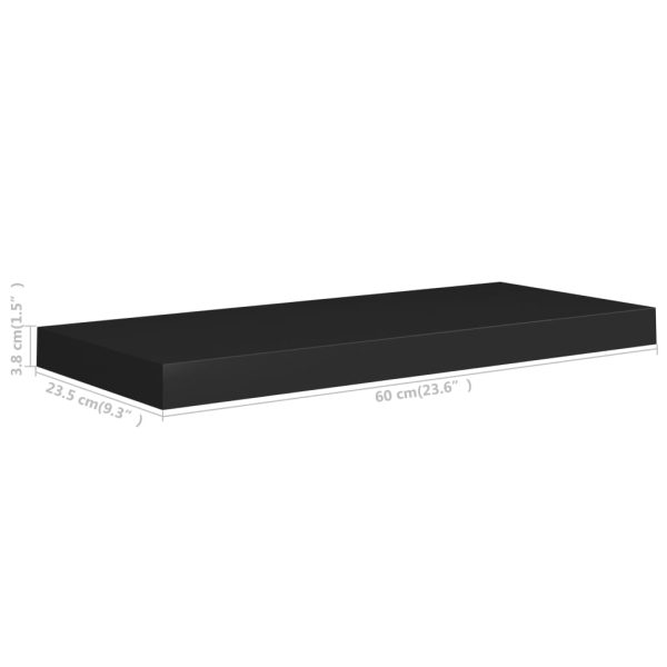 Prateleiras de parede suspensas 4 pcs 60x23,5x3,8 cm MDF preto - Image 8