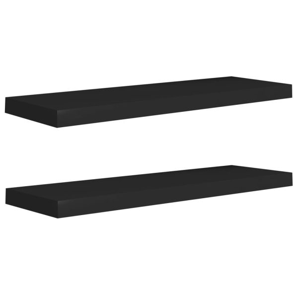 Prateleiras parede suspensas 2 pcs 80x23,5x3,8cm MDF preto - Image 2