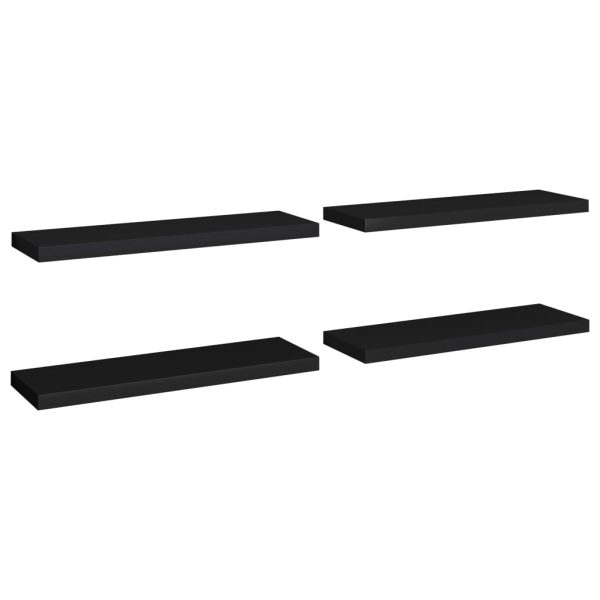 Prateleiras parede suspensas 4 pcs 80x23,5x3,8cm MDF preto - Image 2
