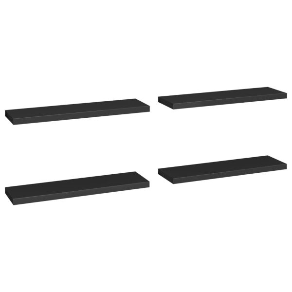 Prateleiras parede suspensas 4 pcs 90x23,5x3,8cm MDF preto - Image 2