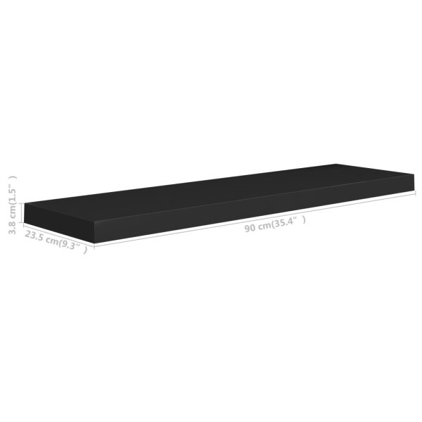Prateleiras parede suspensas 4 pcs 90x23,5x3,8cm MDF preto - Image 8