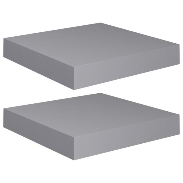 Prateleiras de parede suspensas 2 pcs 23x23,5x3,8cm MDF cinza - Image 2