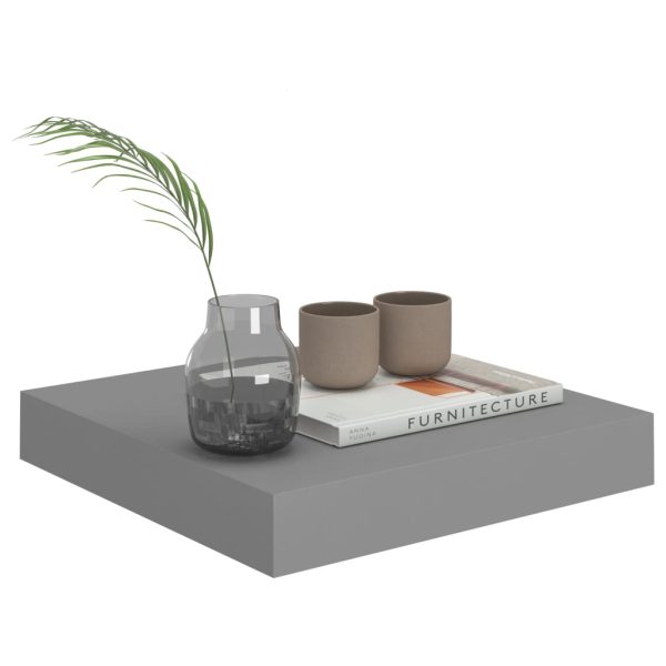 Prateleiras de parede suspensas 2 pcs 23x23,5x3,8cm MDF cinza - Image 3