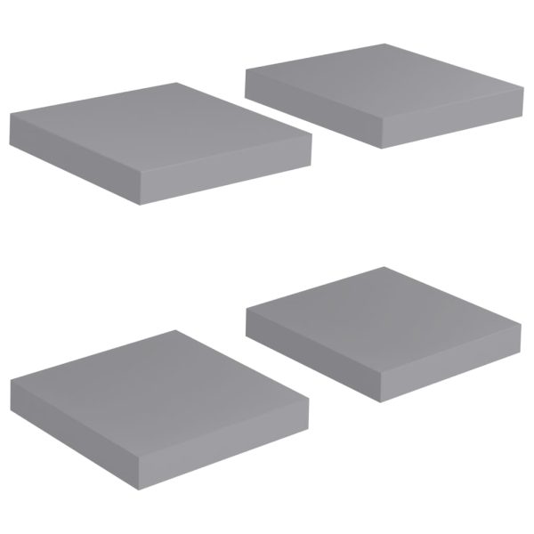 Prateleiras de parede suspensas 4 pcs 23x23,5x3,8cm MDF cinza - Image 2