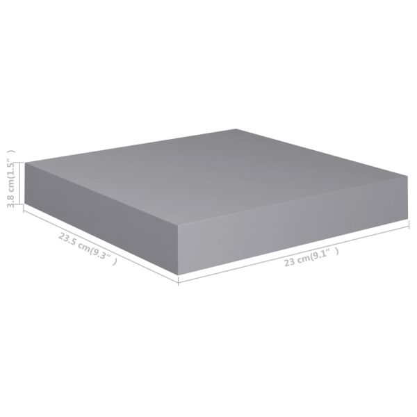 Prateleiras de parede suspensas 4 pcs 23x23,5x3,8cm MDF cinza - Image 8