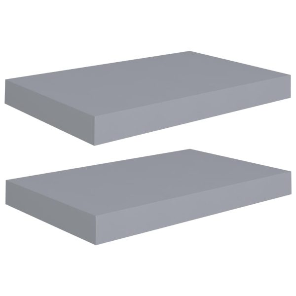 Prateleiras de parede suspensas 2 pcs 40x23x3,8cm MDF cinza - Image 2