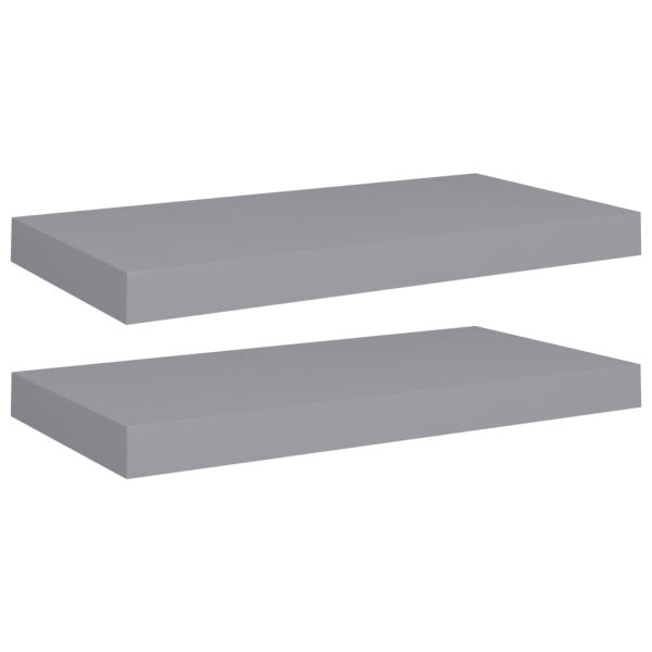 Prateleiras de parede suspensas 2 pcs 50x23x3,8cm MDF cinzento - Image 2