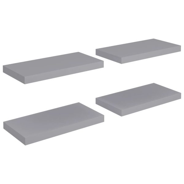 Prateleiras de parede suspensas 4 pcs 50x23x3,8cm MDF cinzento - Image 2