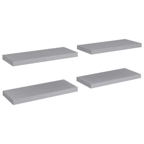 Prateleiras de parede suspensas 4 pcs 60x23,5x3,8cm MDF cinza - Image 2