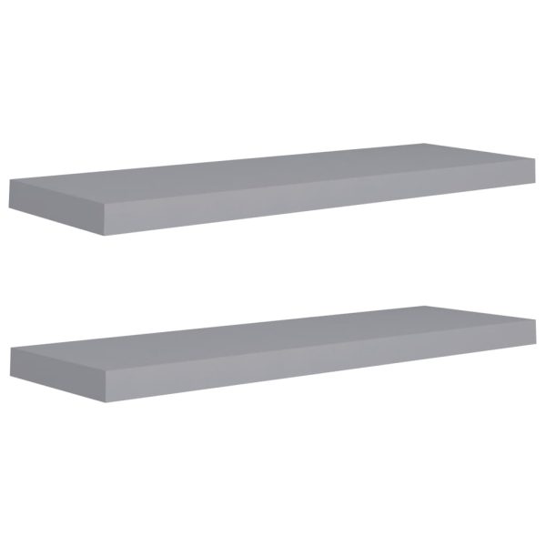 Prateleiras parede suspensas 2 pcs 80x23,5x3,8cm MDF cinzento - Image 2