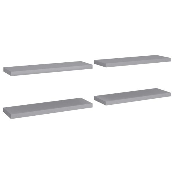Prateleiras parede suspensas 4 pcs 80x23,5x3,8cm MDF cinzento - Image 2