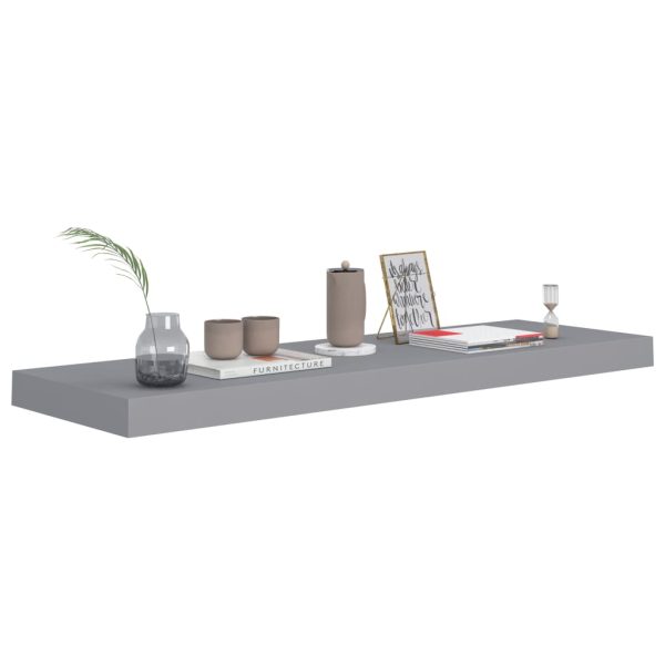 Prateleiras parede suspensas 4 pcs 80x23,5x3,8cm MDF cinzento - Image 7