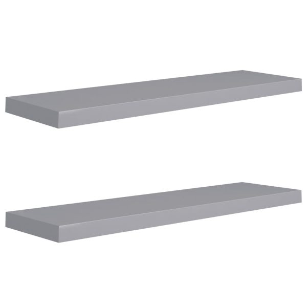 Prateleiras parede suspensas 2 pcs 90x23,5x3,8cm MDF cinzento - Image 2