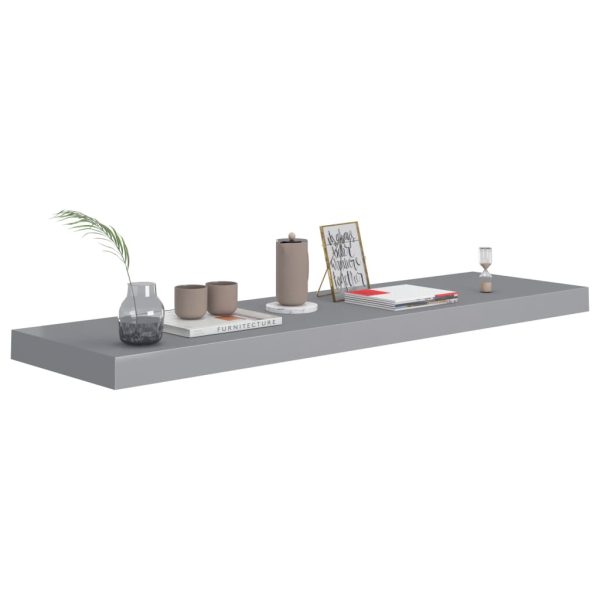 Prateleiras parede suspensas 2 pcs 90x23,5x3,8cm MDF cinzento - Image 7
