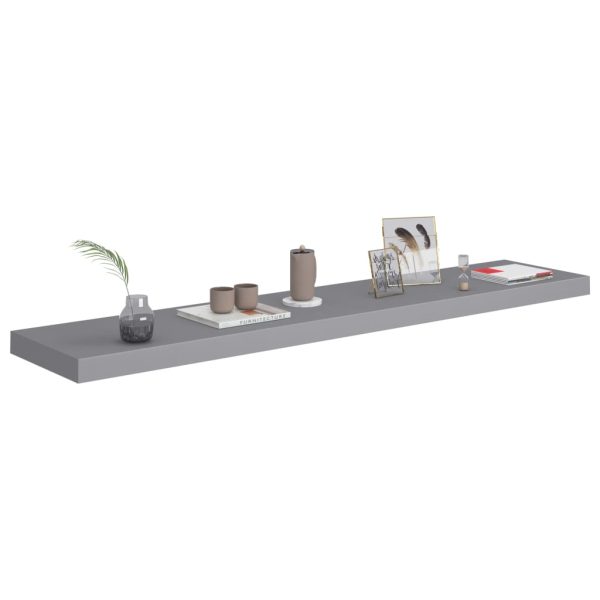 Prateleiras de parede suspensas 2 pcs 120x23,5x3,8cm MDF cinza - Image 7