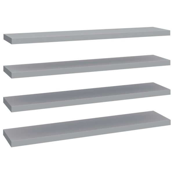 Prateleiras de parede suspensas 4 pcs 120x23,5x3,8cm MDF cinza - Image 2