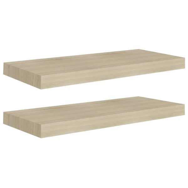 Prateleiras parede suspensas 2 pcs 60x23,5x3,8 cm MDF carvalho - Image 2