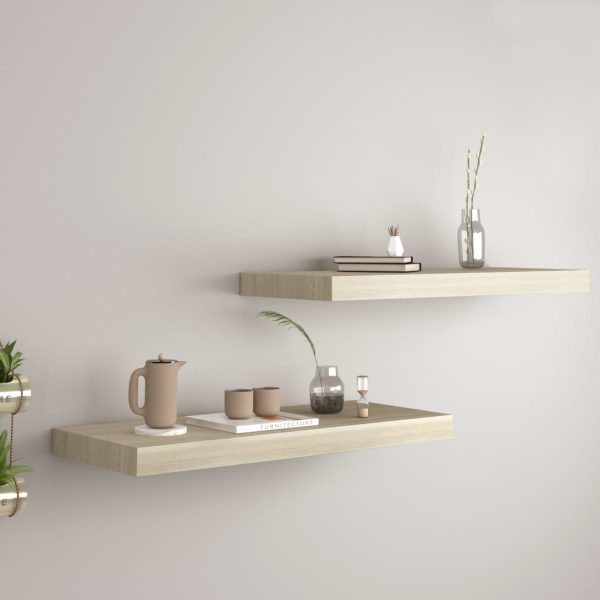 Prateleiras parede suspensas 2 pcs 60x23,5x3,8 cm MDF carvalho - Image 7