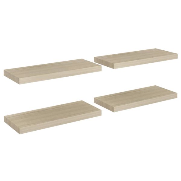 Prateleiras parede suspensas 4 pcs 60x23,5x3,8 cm MDF carvalho - Image 2