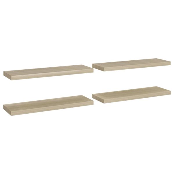 Prateleiras parede suspensas 4 pcs 80x23,5x3,8cm MDF carvalho - Image 2