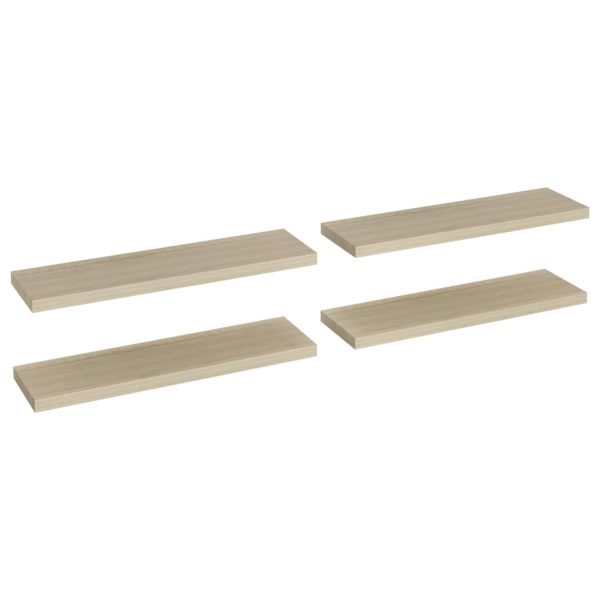 Prateleiras parede suspensas 4 pcs 90x23,5x3,8cm MDF carvalho - Image 2