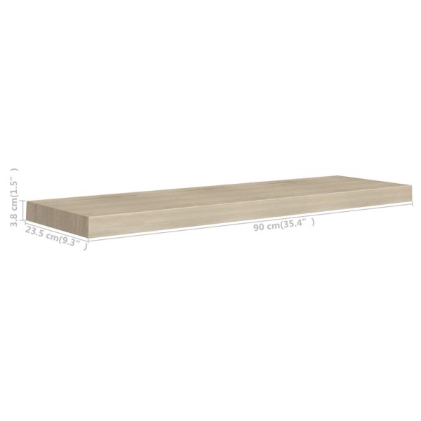 Prateleiras parede suspensas 4 pcs 90x23,5x3,8cm MDF carvalho - Image 8