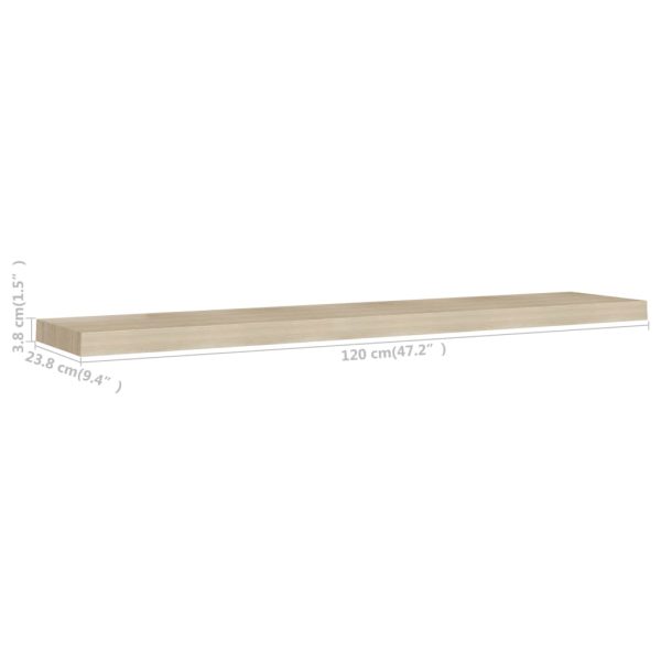 Prateleiras parede suspensas 4 pcs 120x23,5x3,8cm MDF carvalho - Image 8
