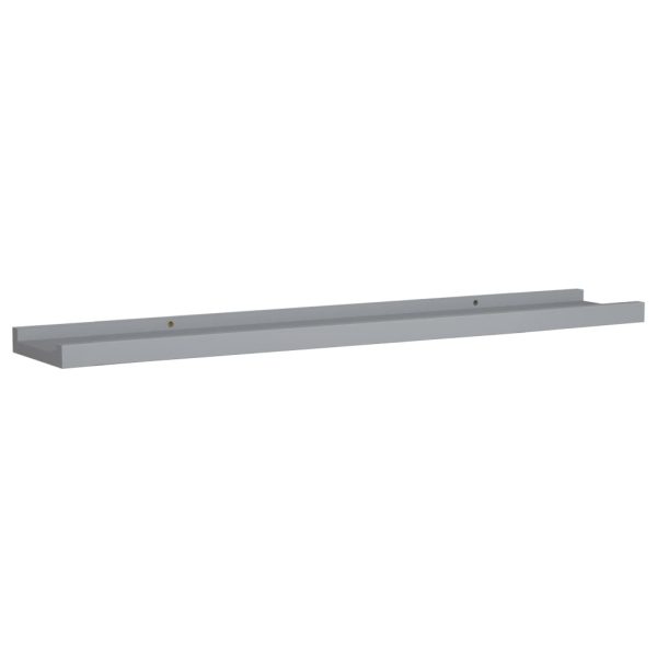 Unidade de prateleiras com rebordo 2 pcs 80x9x3 cm MDF cinzento - Image 3