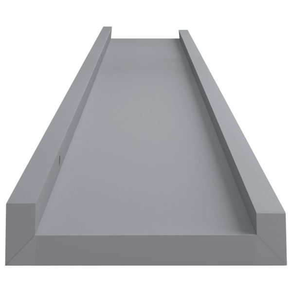Unidade de prateleiras com rebordo 2 pcs 80x9x3 cm MDF cinzento - Image 5