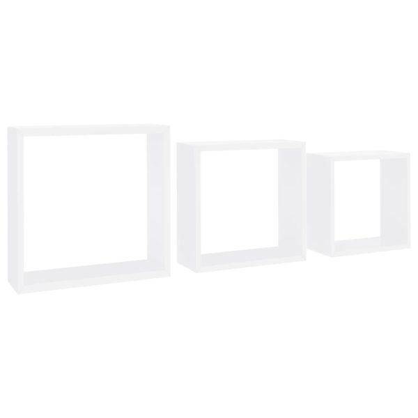 Prateleiras de parede em forma de cubo 3 pcs MDF branco - Image 2