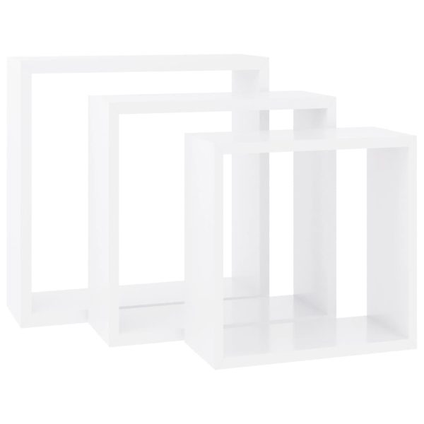 Prateleiras de parede em forma de cubo 3 pcs MDF branco - Image 3