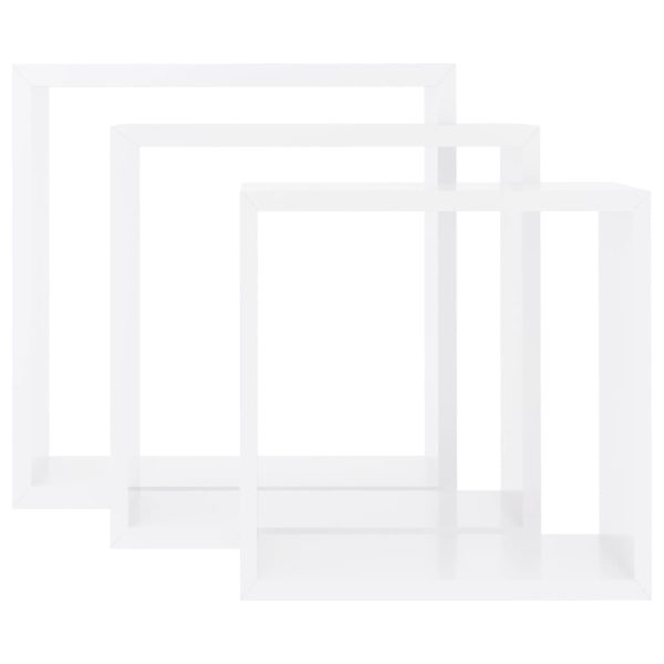 Prateleiras de parede em forma de cubo 3 pcs MDF branco - Image 4