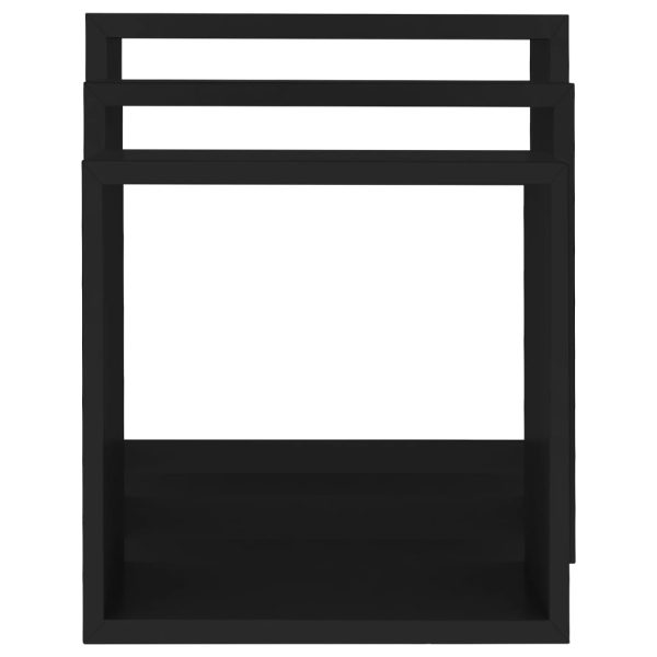 Prateleiras de parede em forma de cubo 3 pcs MDF preto - Image 5