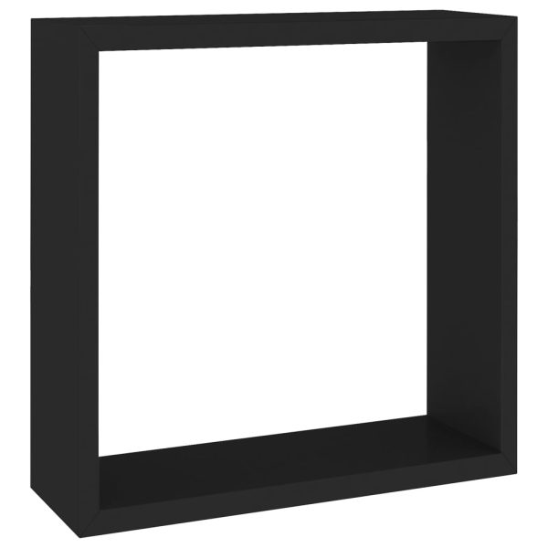 Prateleiras de parede em forma de cubo 3 pcs MDF preto - Image 6