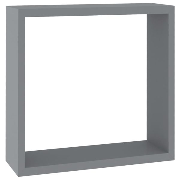 Prateleiras de parede em forma de cubo 3 pcs MDF cinzento - Image 6